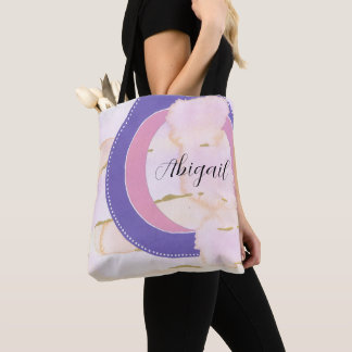 Dein Name. Abstrakte Aquarellwolken rosa, goldfarb Tasche