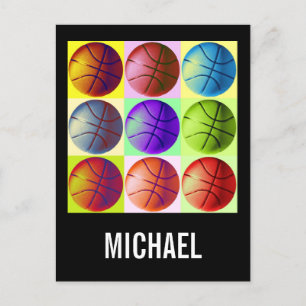 Dein Name Anpassbare Basketball-Kunst Pop Art Postkarte
