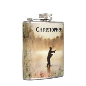 Dein Name auf Gone Fishing Flask Flachmann (Rechts)