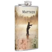 Dein Name auf Gone Fishing Flask Flachmann (Rechts)