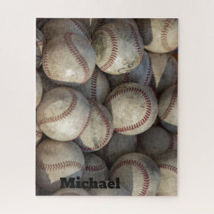 Dein Name Close-up Baseball - Sportkunstfoto Puzzle