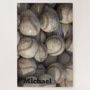 Dein Name Close-up Baseball - Sportkunstfoto Puzzle