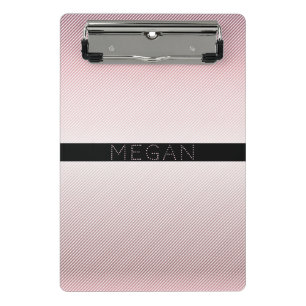 Dein Name Dünne Rose Ombre & Weiße Streifen Mini Klemmbrett