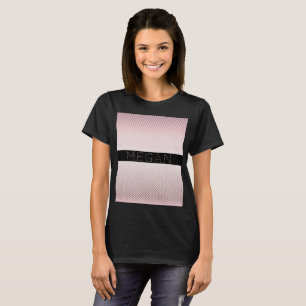 Dein Name Dünne Rose Ombre & Weiße Streifen T-Shirt