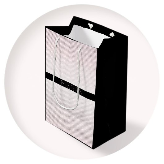 Dein Name | Dünne Weiß und Rose Ombre Streifen #2 Mittlere Geschenktüte