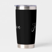 Dein Name | Elegant Editable White Script auf Schw Thermobecher (Rechts)