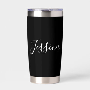 Dein Name Elegante editierbare weiße Schrift auf Thermobecher