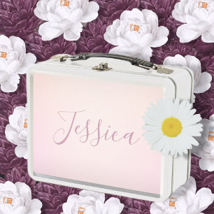 Dein Name Elegante Schrift Soft Ombre Metall Brotdose