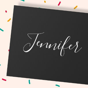 Dein Name Elegante weiße Schrift auf Schwarz Geschenkpapier