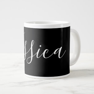 Dein Name Elegante weiße Schrift auf Schwarz Jumbo-Tasse