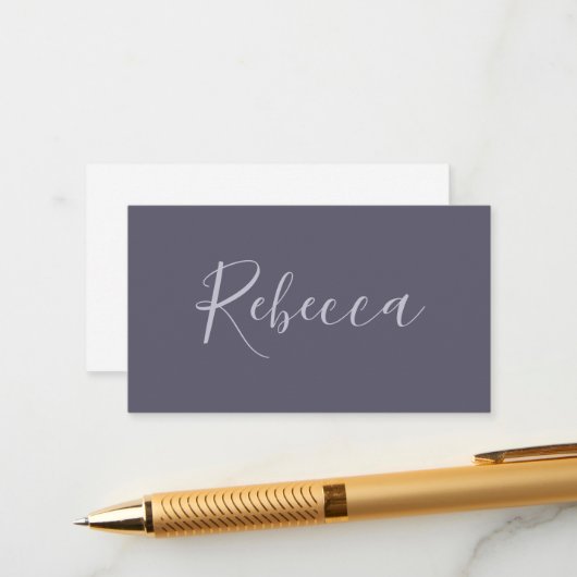 Dein Name | Elegantes Lavenderskript auf Hazy Lila Begleitkarte (Vorderseite/Rückseite Beispiel)