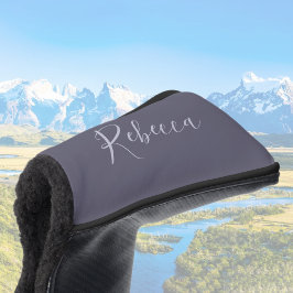 Dein Name | Elegantes Lavenderskript auf Hazy Lila Golf Headcover