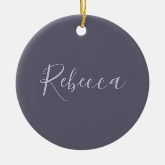 Dein Name | Elegantes Lavenderskript auf Hazy Lila Keramik Ornament (Vorne)