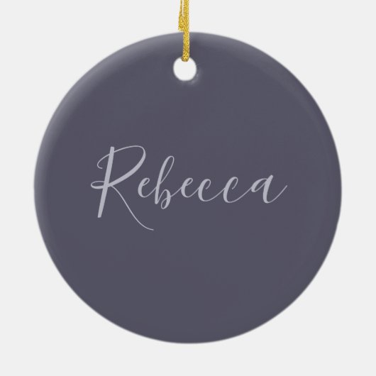 Dein Name | Elegantes Lavenderskript auf Hazy Lila Keramik Ornament (Hinten)