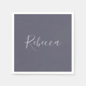 Dein Name | Elegantes Lavenderskript auf Hazy Lila Serviette (Vorderseite)