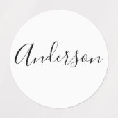 Dein Name | Elegantes schwarzes Skript auf weißer Etiketten (Design 2)