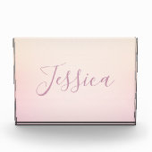 Dein Name | Elegantes Script Soft Ombre Fotoblock (Vorderseite)