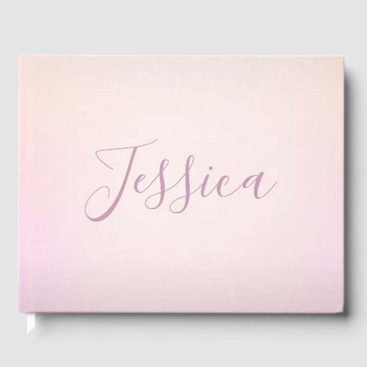 Dein Name | Elegantes Script Soft Ombre Gästebuch (Vorderseite)
