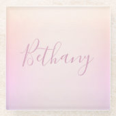 Dein Name | Elegantes Script Soft Ombre Glasuntersetzer (Vorderseite)