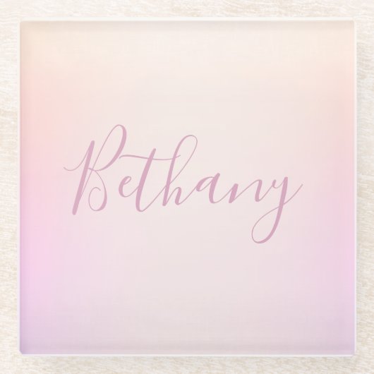 Dein Name | Elegantes Script Soft Ombre Glasuntersetzer (Vorderseite)