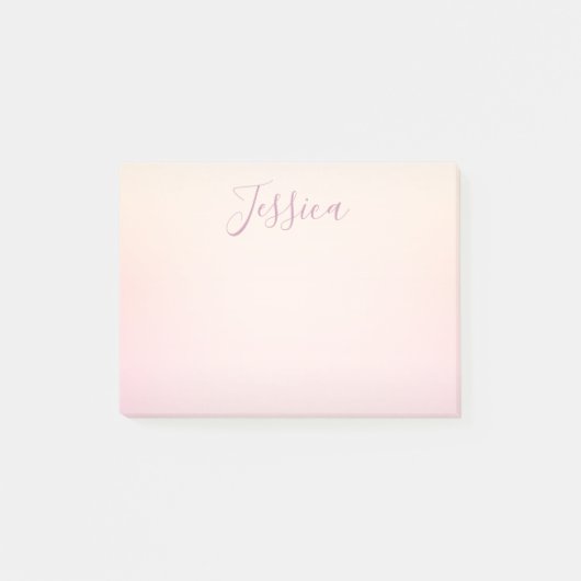 Dein Name | Elegantes Script Soft Ombre Post-it Klebezettel (Vorderseite)