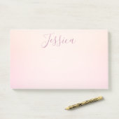 Dein Name | Elegantes Script Soft Ombre Post-it Klebezettel (Auf Schreibtisch)
