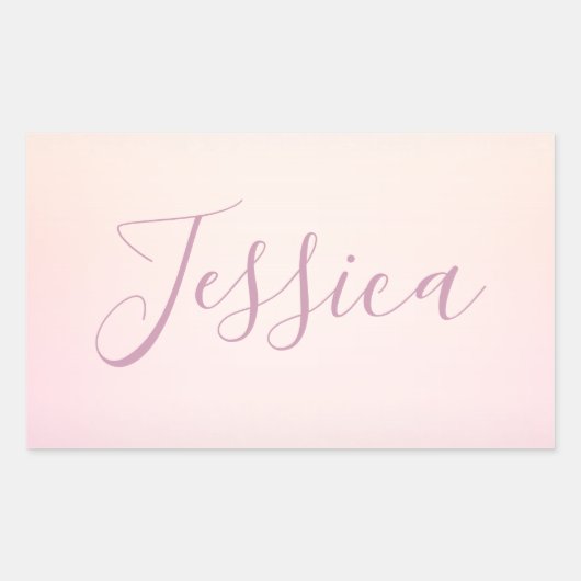 Dein Name | Elegantes Script Soft Ombre Rechteckiger Aufkleber (Vorderseite)