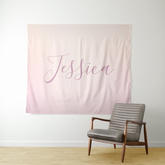 Dein Name | Elegantes Script Soft Ombre Wandteppich (Beispiel (Horizontal))