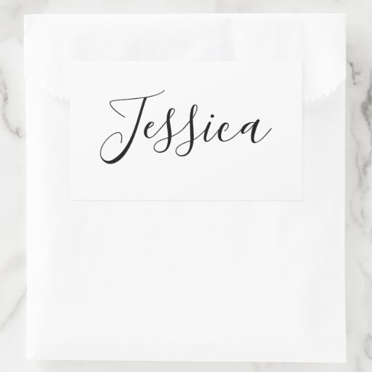 Dein Name | Elegantes Skript Rechteckiger Aufkleber (Tasche)