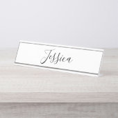 Dein Name | Elegantes Skript Schreibtischnamensplakette (Vorderseite )