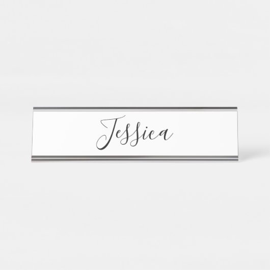 Dein Name | Elegantes Skript Schreibtischnamensplakette (Vorderseite )