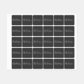 Dein Name | Elegantes weißes Script auf Grau Etiketten (Blatt)