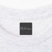 Dein Name | Elegantes weißes Script auf Grau Etiketten (Befestigt)