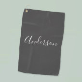 Dein Name | Elegantes weißes Script auf Grau Golfhandtuch