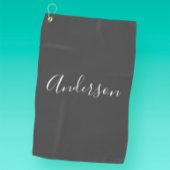 Dein Name | Elegantes weißes Script auf Grau Golfhandtuch