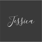 Dein Name | Elegantes weißes Script auf schwarz Aufkleber (Vorderseite)