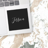 Dein Name | Elegantes weißes Script auf schwarz Aufkleber