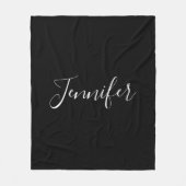 Dein Name | Elegantes weißes Script auf schwarz Fleecedecke (Vorderseite)