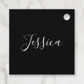 Dein Name | Elegantes weißes Script auf schwarz Geschenkanhänger (Rückseite)
