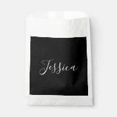 Dein Name | Elegantes weißes Script auf schwarz Geschenktütchen (Vorderseite)