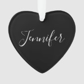 Dein Name | Elegantes weißes Script auf schwarz Ornament (Vorderseite)