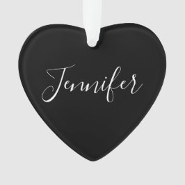 Dein Name | Elegantes weißes Script auf schwarz Ornament