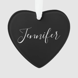 Dein Name   Elegantes weißes Script auf schwarz Ornament