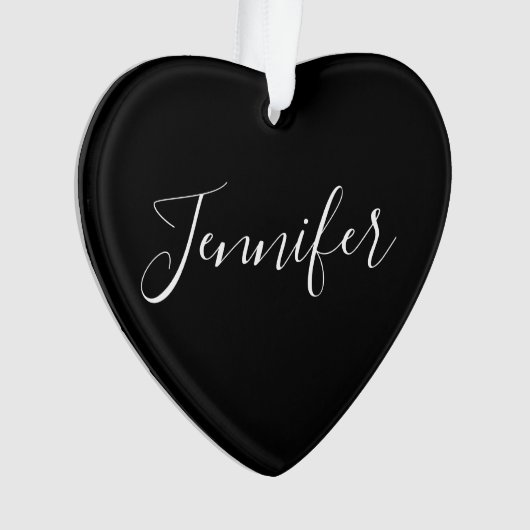 Dein Name | Elegantes weißes Script auf schwarz Ornament (Vorderseite)