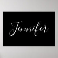 Dein Name | Elegantes weißes Script auf schwarz