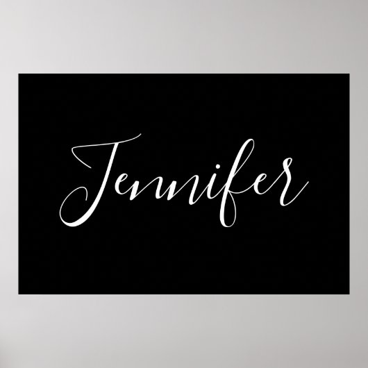 Dein Name | Elegantes weißes Script auf schwarz Poster (Vorne)