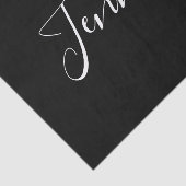 Dein Name | Elegantes weißes Script auf schwarz Seidenpapier (Ausschnitt)