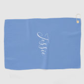 Dein Name | Elegantes weißes Skript auf Soft Blue Golfhandtuch (Horizontal)