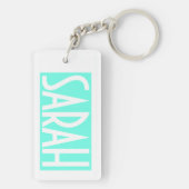 Dein Name | Fett weißer Text auf dem rechten Aqua Schlüsselanhänger (Rückseite)