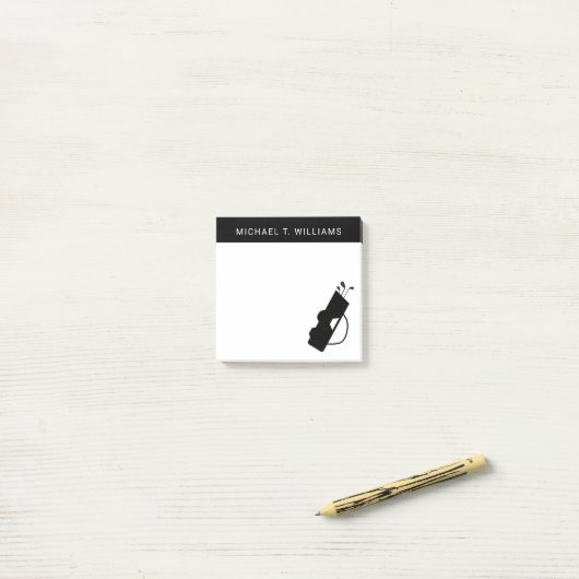 Dein Name | Golf Bag Post-it Klebezettel (Auf Schreibtisch)
